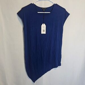 Universal Standard Blue Pansy Genevette Asymmetric Hem Cap Sleeve Top 3XS NWT